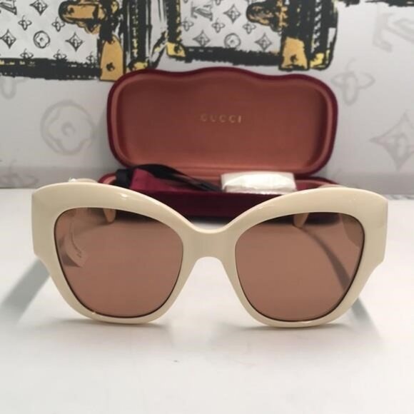 Authentic Gucci GG0806S 002 Cream Brown Sunglasses – New - Picture 10 of 12